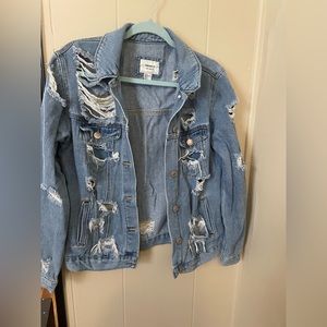 oversized distressed denim jacket! size small